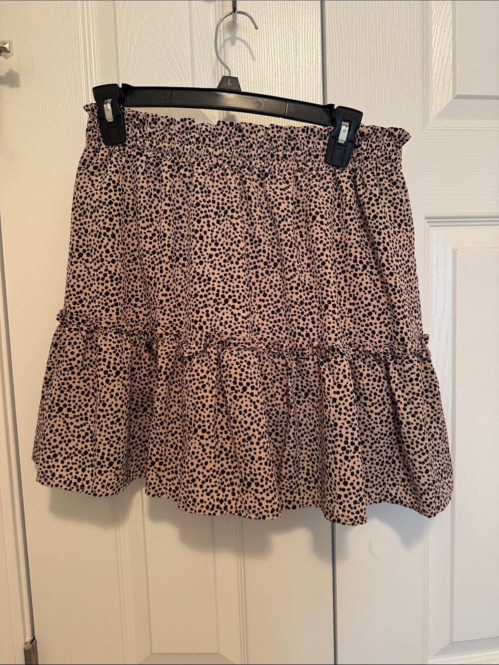 Tiered Animal-Print Skater Skirt - Beige/Black - Picture 2 of 2